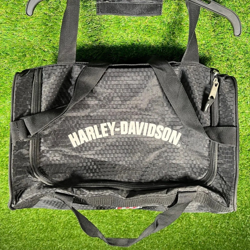 Harley-Davidson Black Duffle Bag #1 Stars Stripes Logo‎ Honeycomb Travel Gym